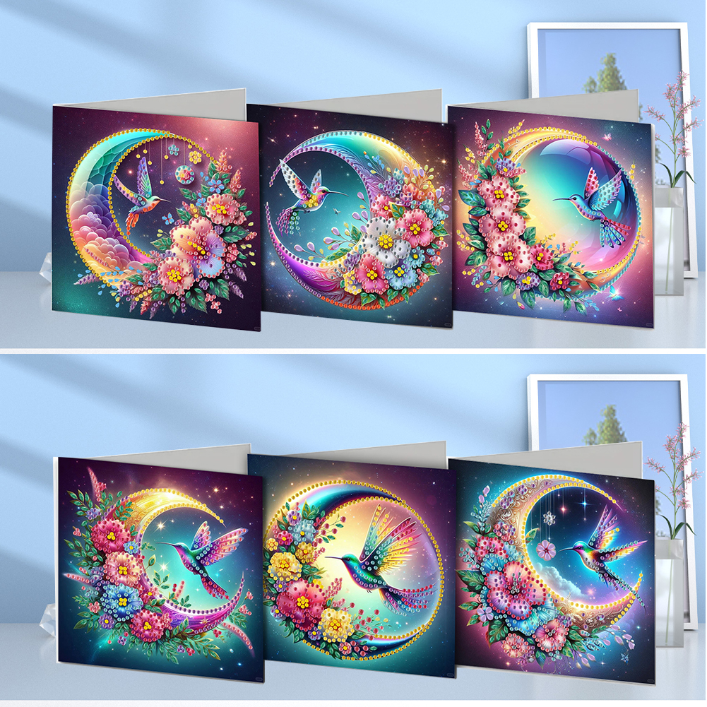 6Pcs DIY Diamond Painting Greeting Card - Hummingbird