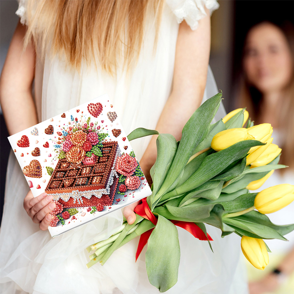 6Pcs DIY Diamond Painting Greeting Card - Love Chocolate