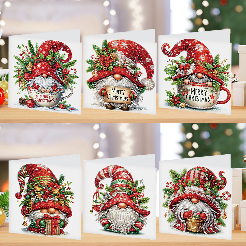 6Pcs DIY Diamond Painting Greeting Card - Christmas Gnome