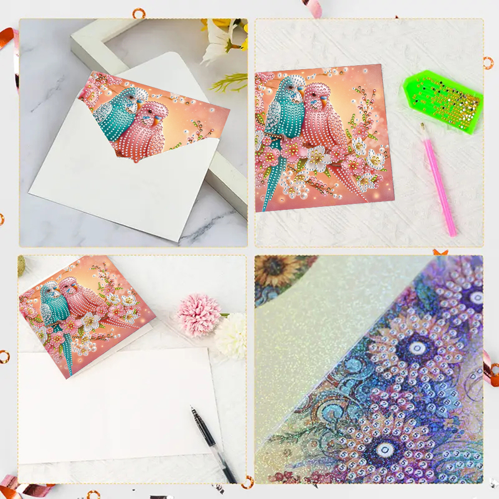 6Pcs DIY Diamond Painting Greeting Card - Bird