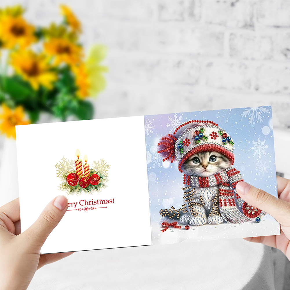 6Pcs DIY Diamond Painting Greeting Card - Kitten