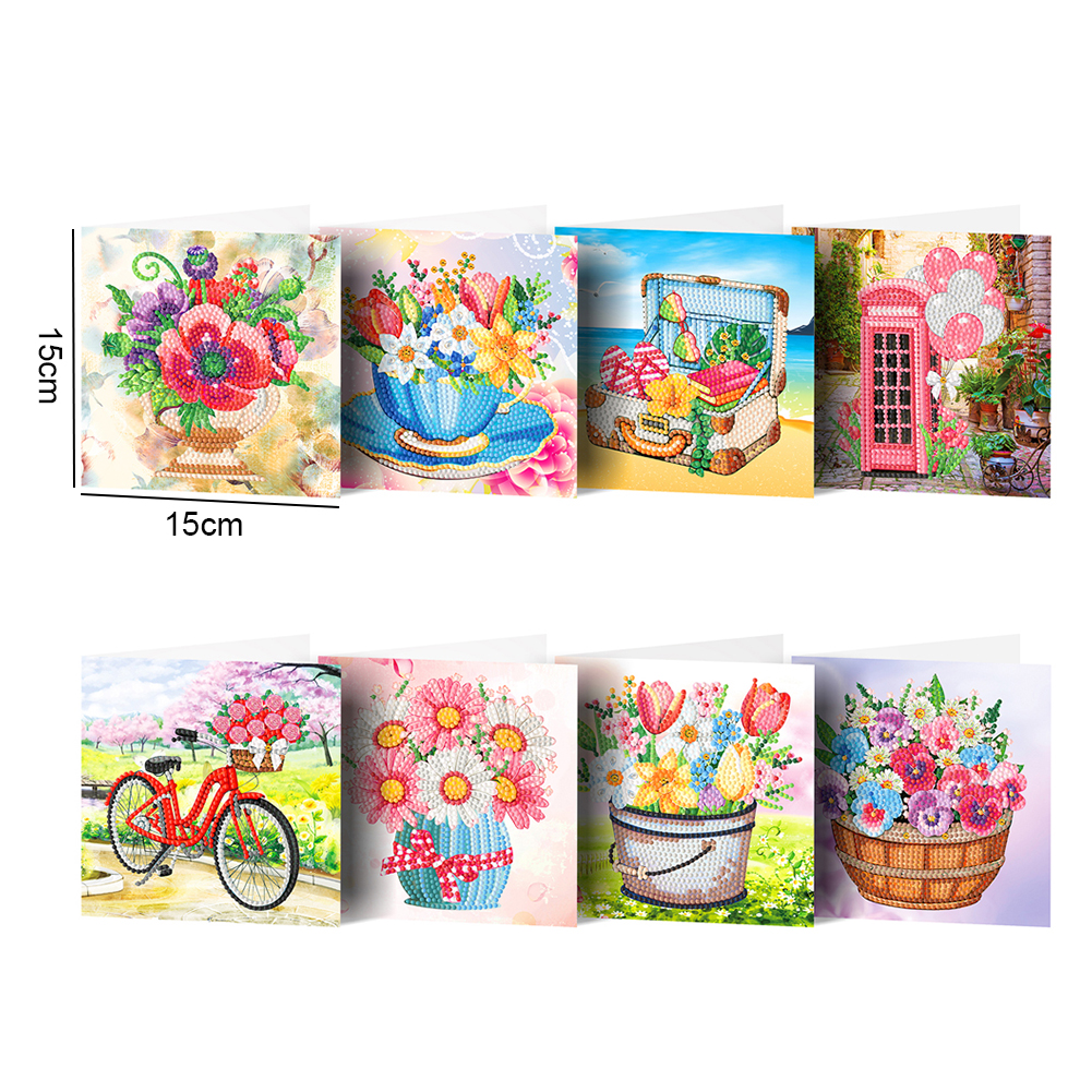 8pcs DIY Diamond Painting Greeting Cards Thanks Mosaic Postcards