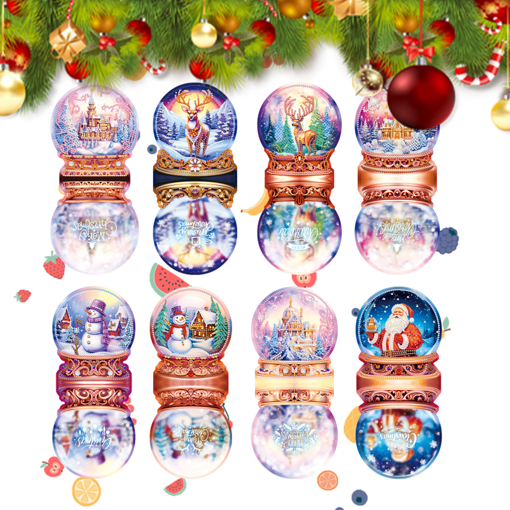 8pcs DIY Diamond Painting Greeting Card - Christmas