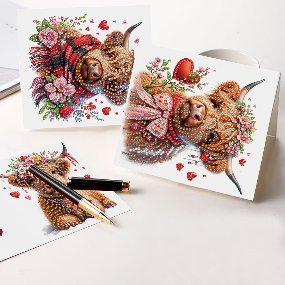 6Pcs DIY Diamond Painting Greeting Card - Love Yak