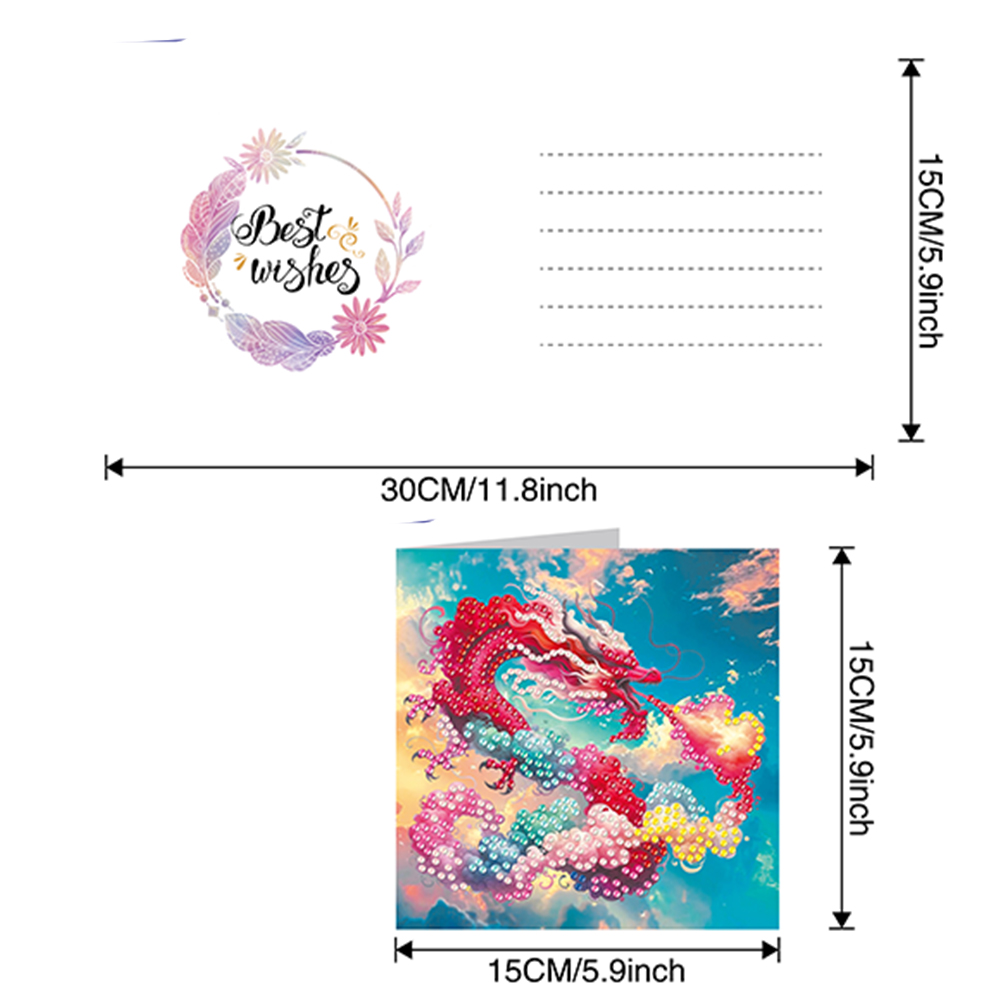 6Pcs DIY Diamond Painting Greeting Card - Dragon Family