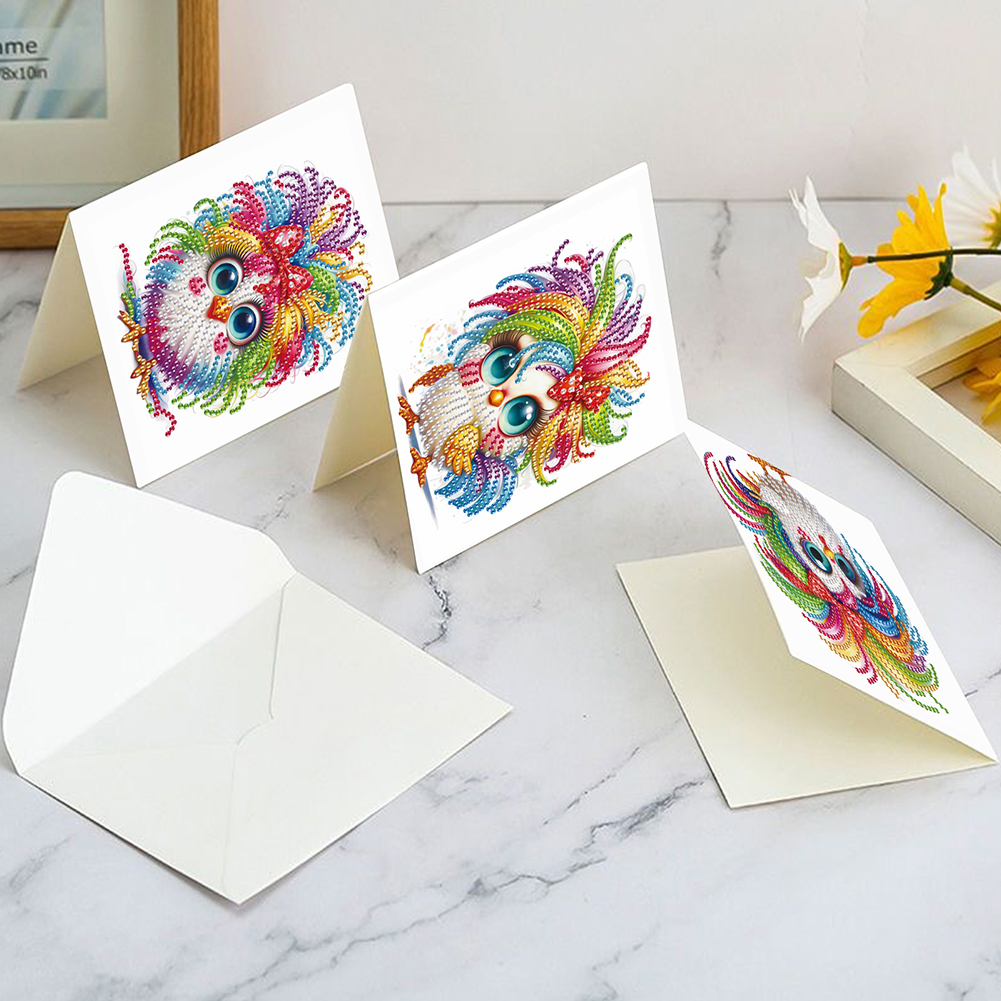 6Pcs DIY Diamond Painting Birthday Greeting Card - Funny Chicken