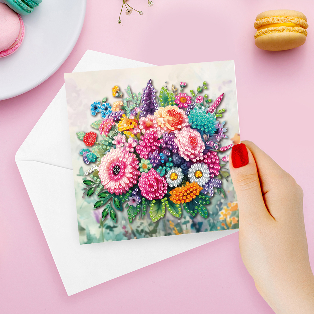 6Pcs DIY Diamond Painting Greeting Card - Flower