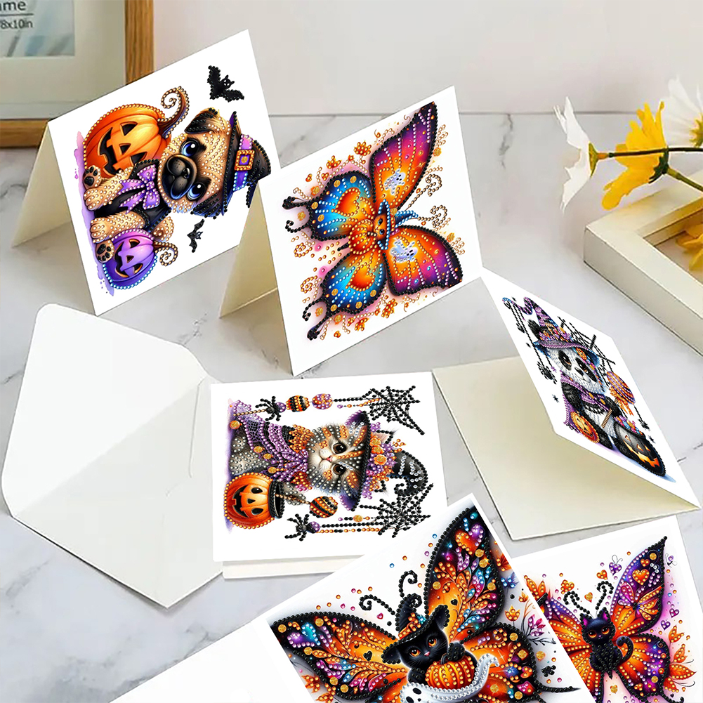6Pcs DIY Diamond Painting Greeting Card - Halloween