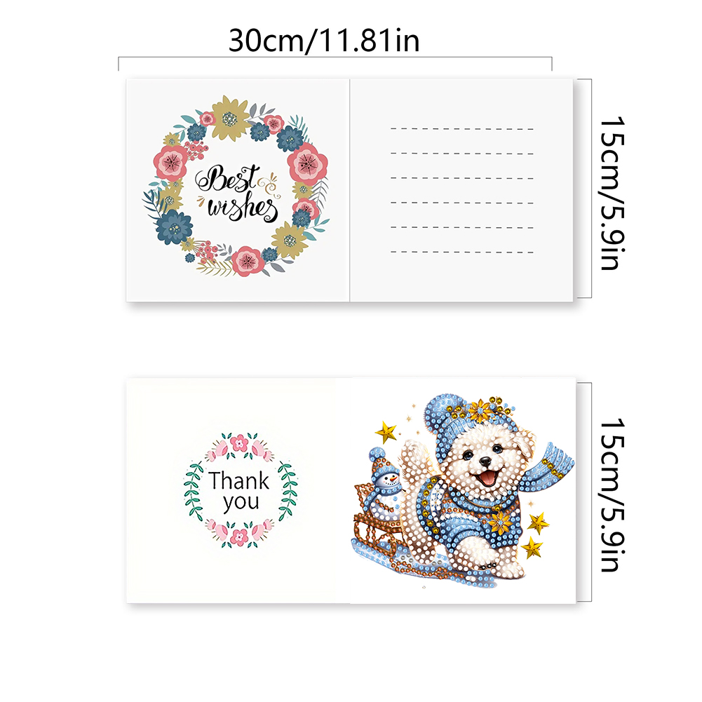 6Pcs DIY Diamond Painting Greeting Card - Snow Puppy