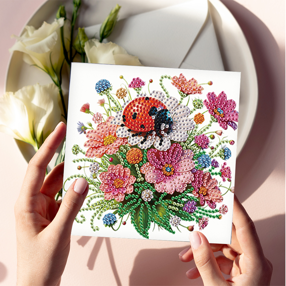 6Pcs DIY Diamond Painting Greeting Card - Ladybug
