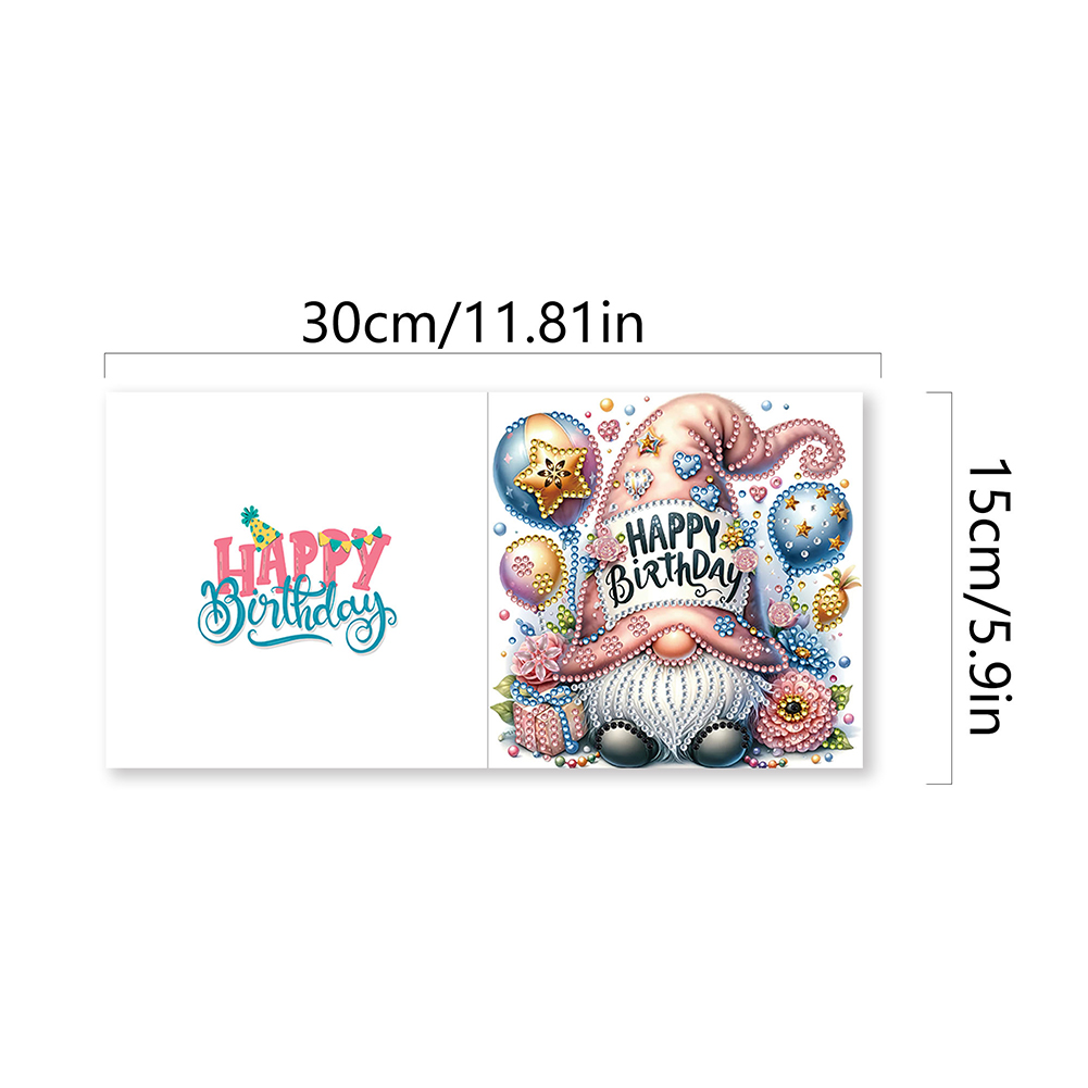 6Pcs DIY Diamond Painting Birthday Greeting Card - Happy Birthday