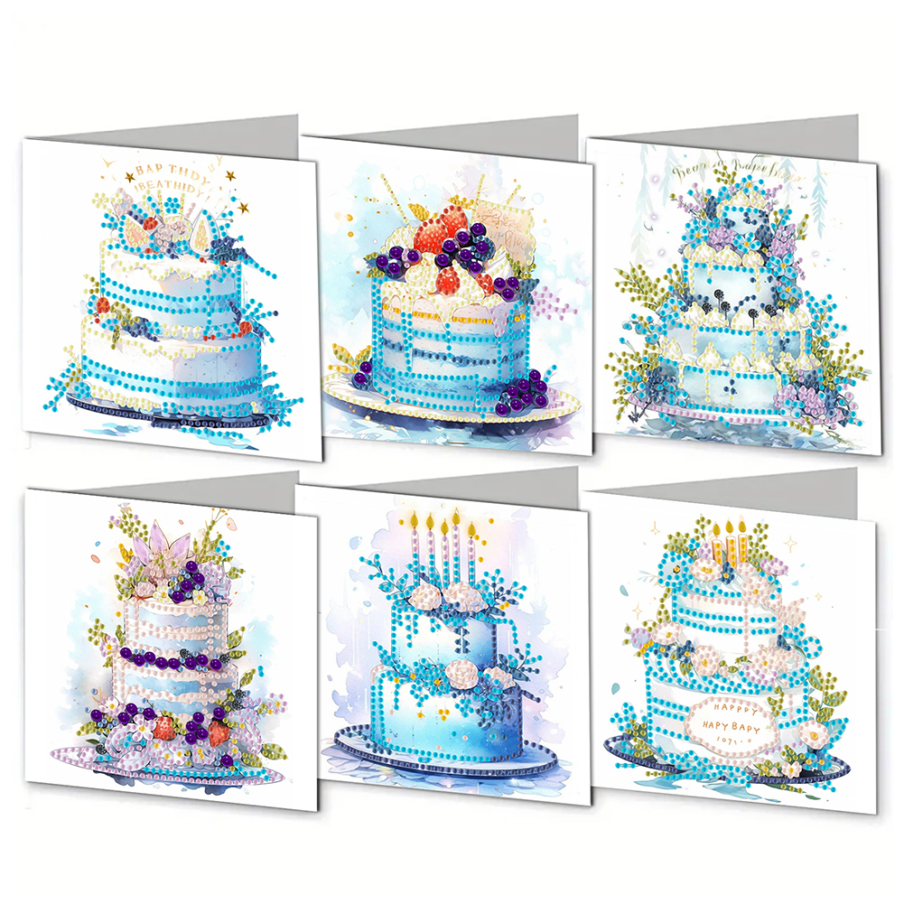 6Pcs DIY Diamond Painting Greeting Card - Cake
