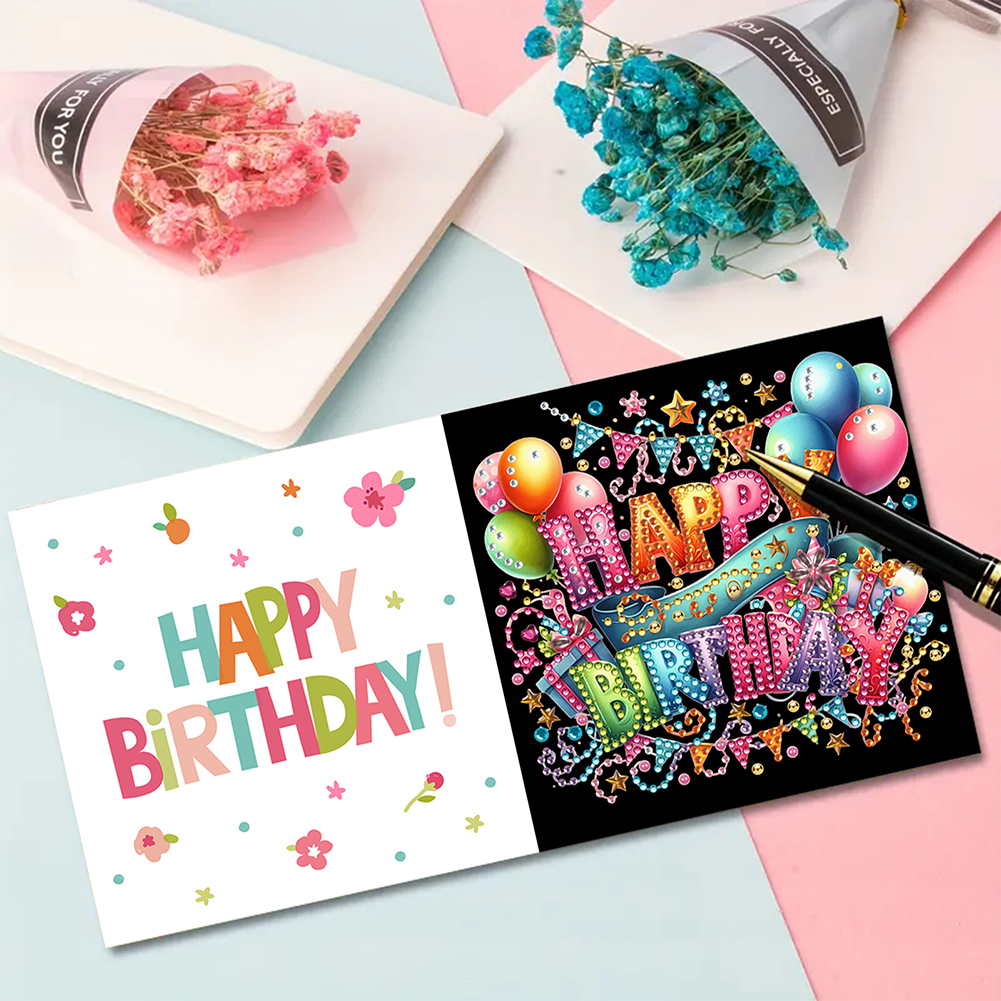6Pcs DIY Diamond Painting Greeting Card - Birthday Party
