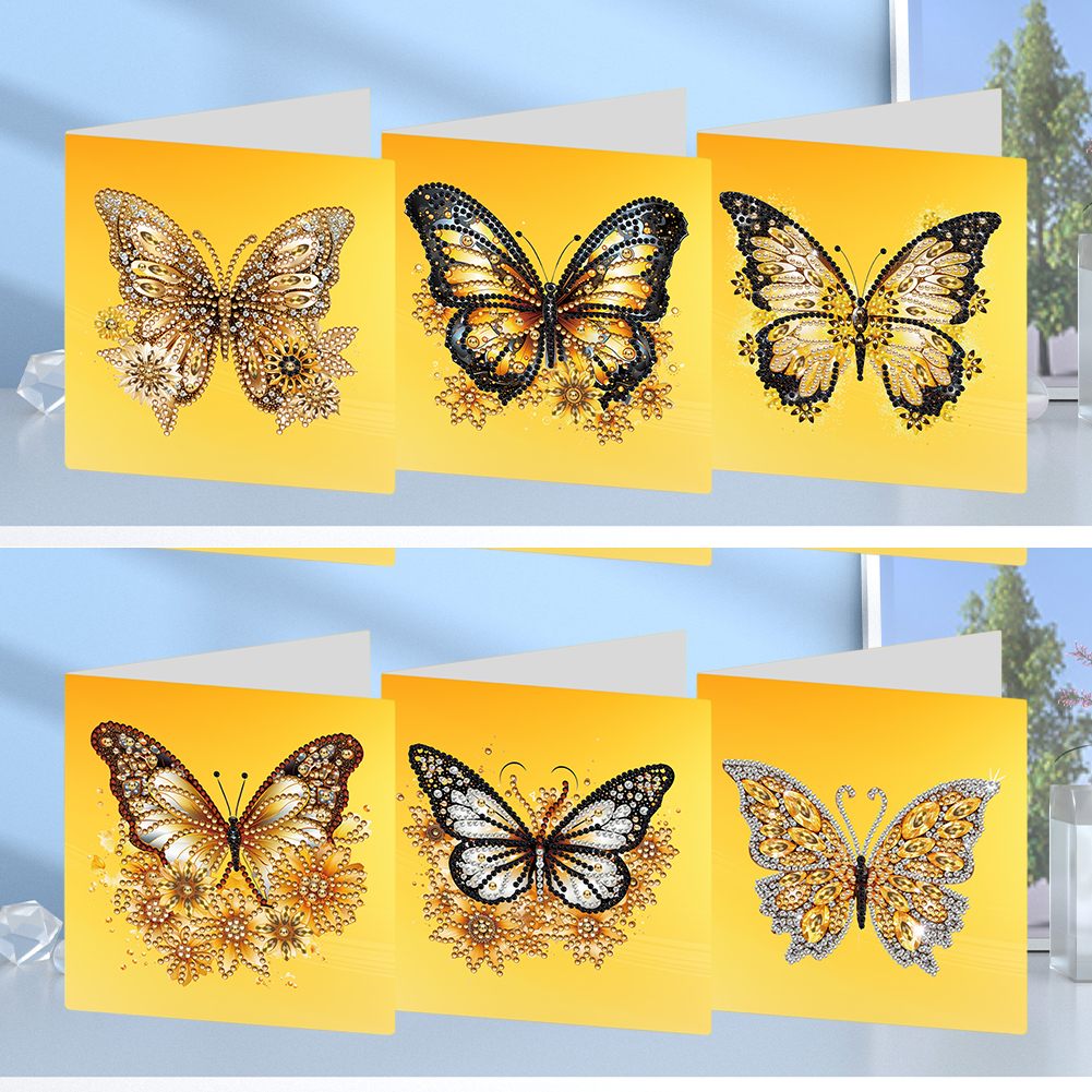 6pcs DIY Diamond Painting Greeting Card - Yellow Butterfly