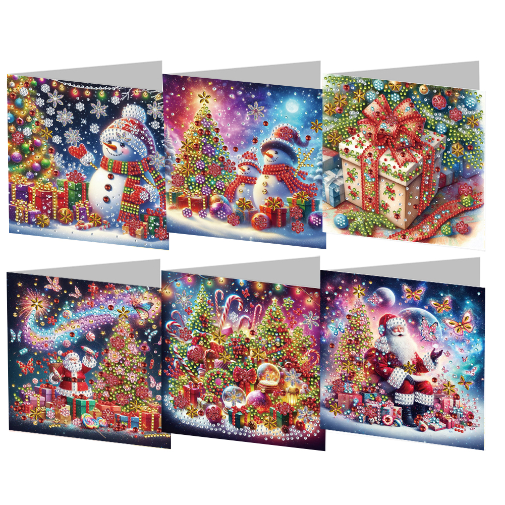 6Pcs DIY Diamond Painting Greeting Card - Christmas Series