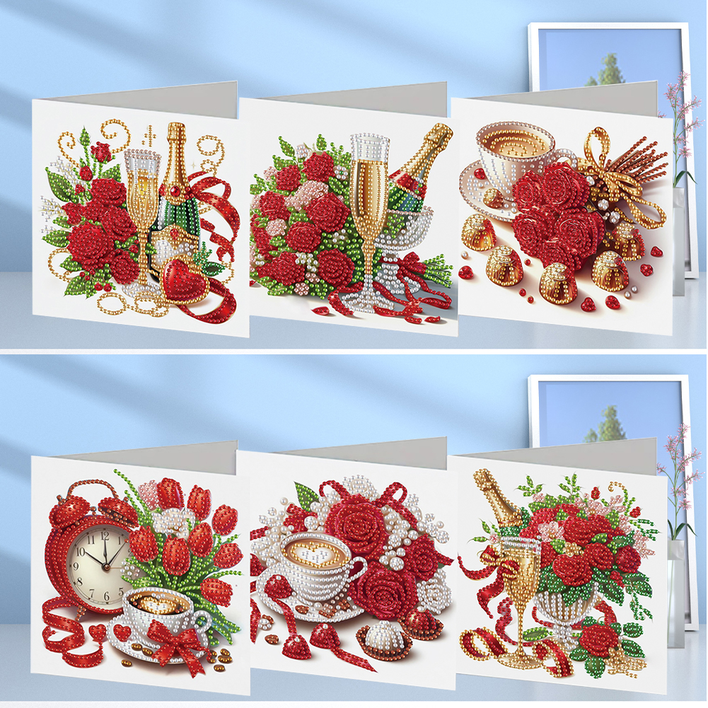 6Pcs DIY Diamond Painting Greeting Card - Valentine's Day