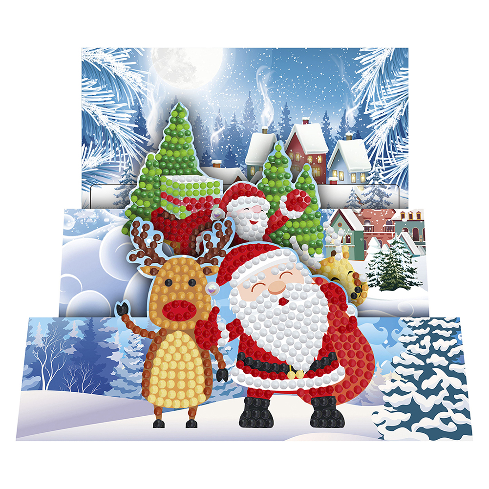 (Limited Stock)Everydayedeals 8pcs DIY Diamond Greeting Card Special-shaped Part Drill Christmas Postcard