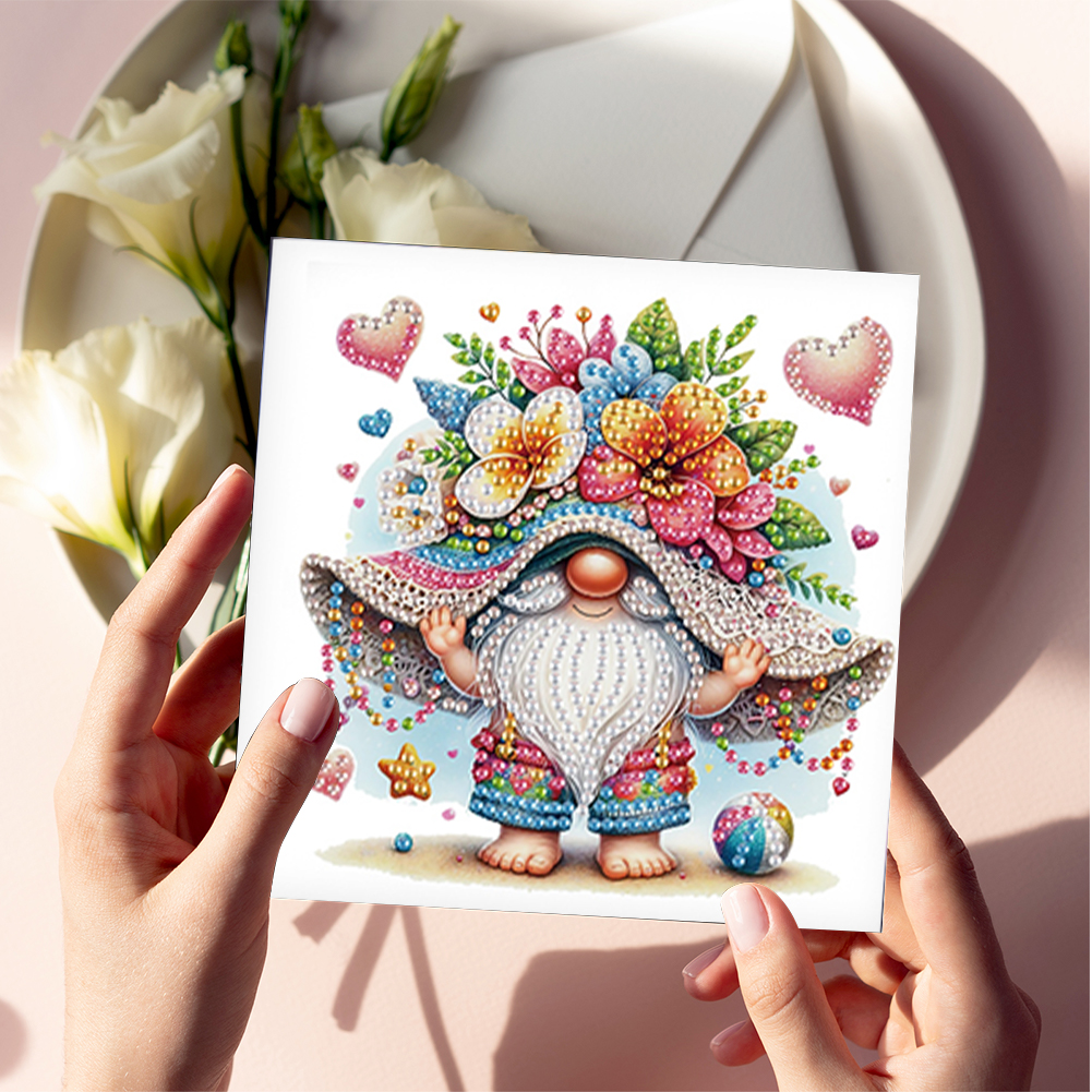 6Pcs DIY Diamond Painting Greeting Card - Gnome