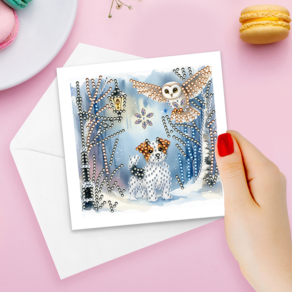 6pcs DIY Diamond Painting Greeting Card - Snow Puppy