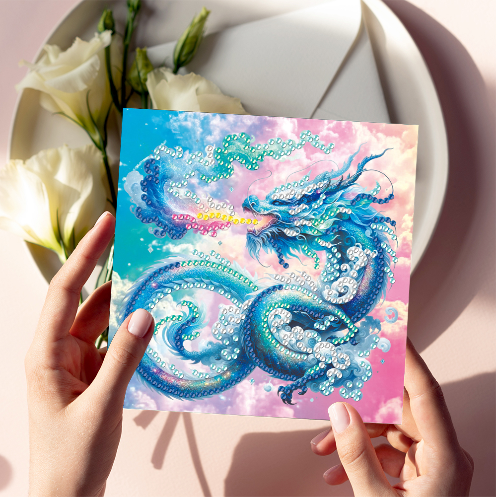 6Pcs DIY Diamond Painting Greeting Card - Dragon Family