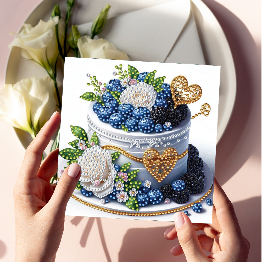 6Pcs DIY Diamond Painting Greeting Card - Cake