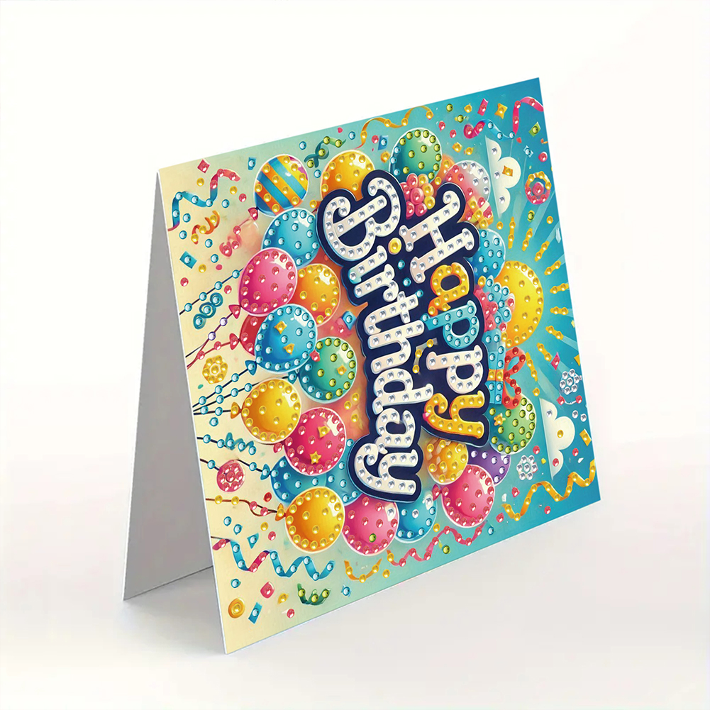 6Pcs DIY Diamond Painting Greeting Card - Birthday