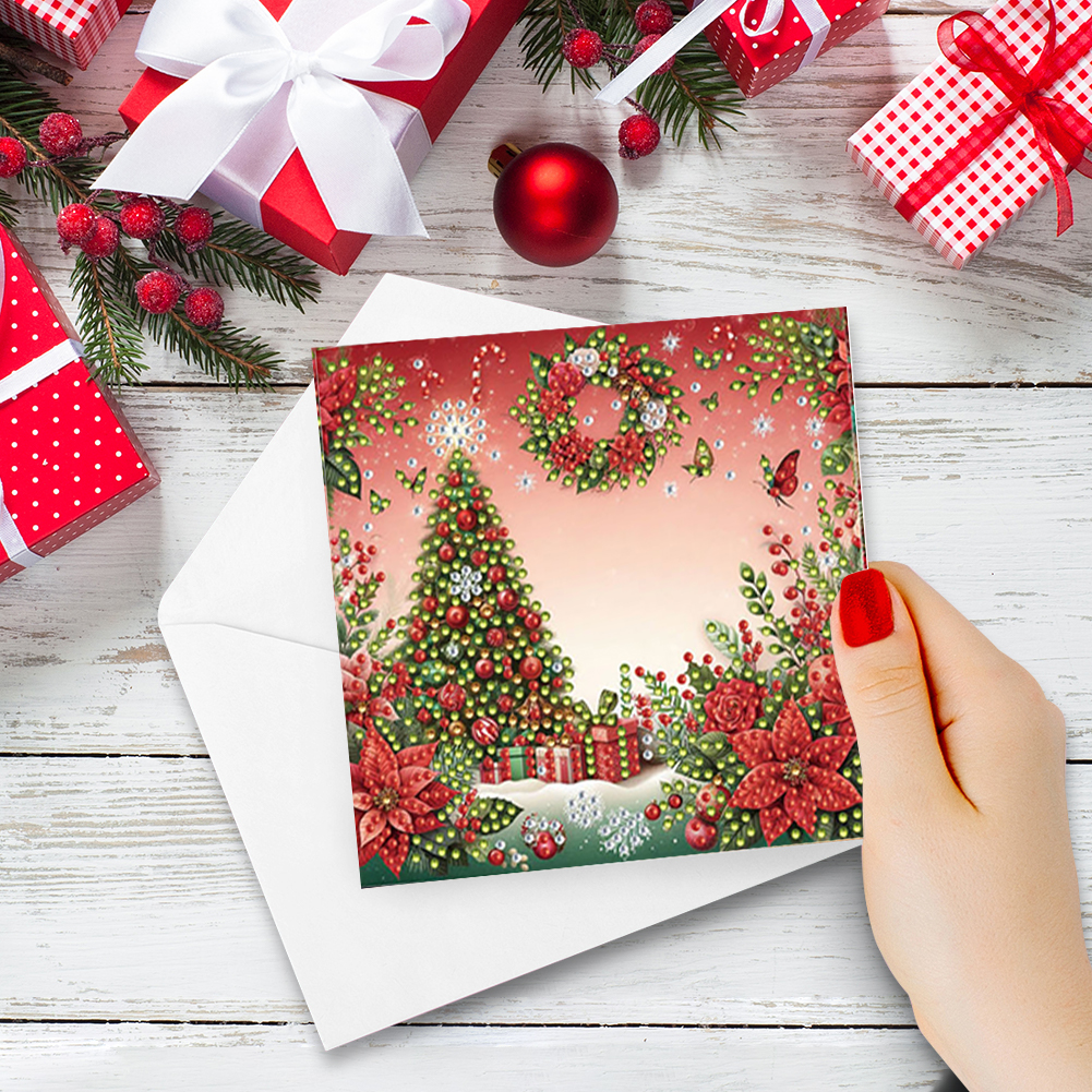 6Pcs DIY Diamond Painting Greeting Card - Christmas Tree