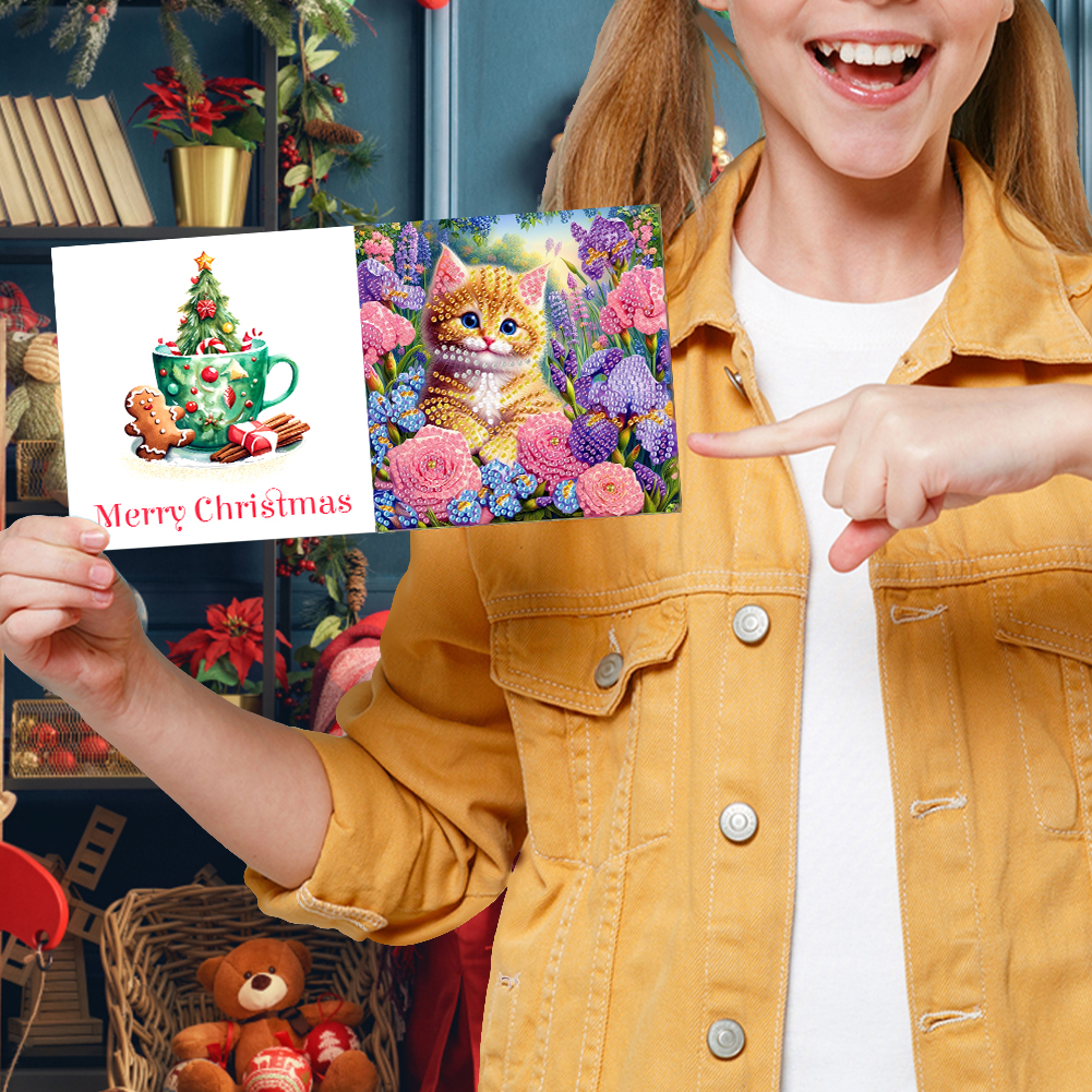 6Pcs DIY Diamond Painting Greeting Card - Cats