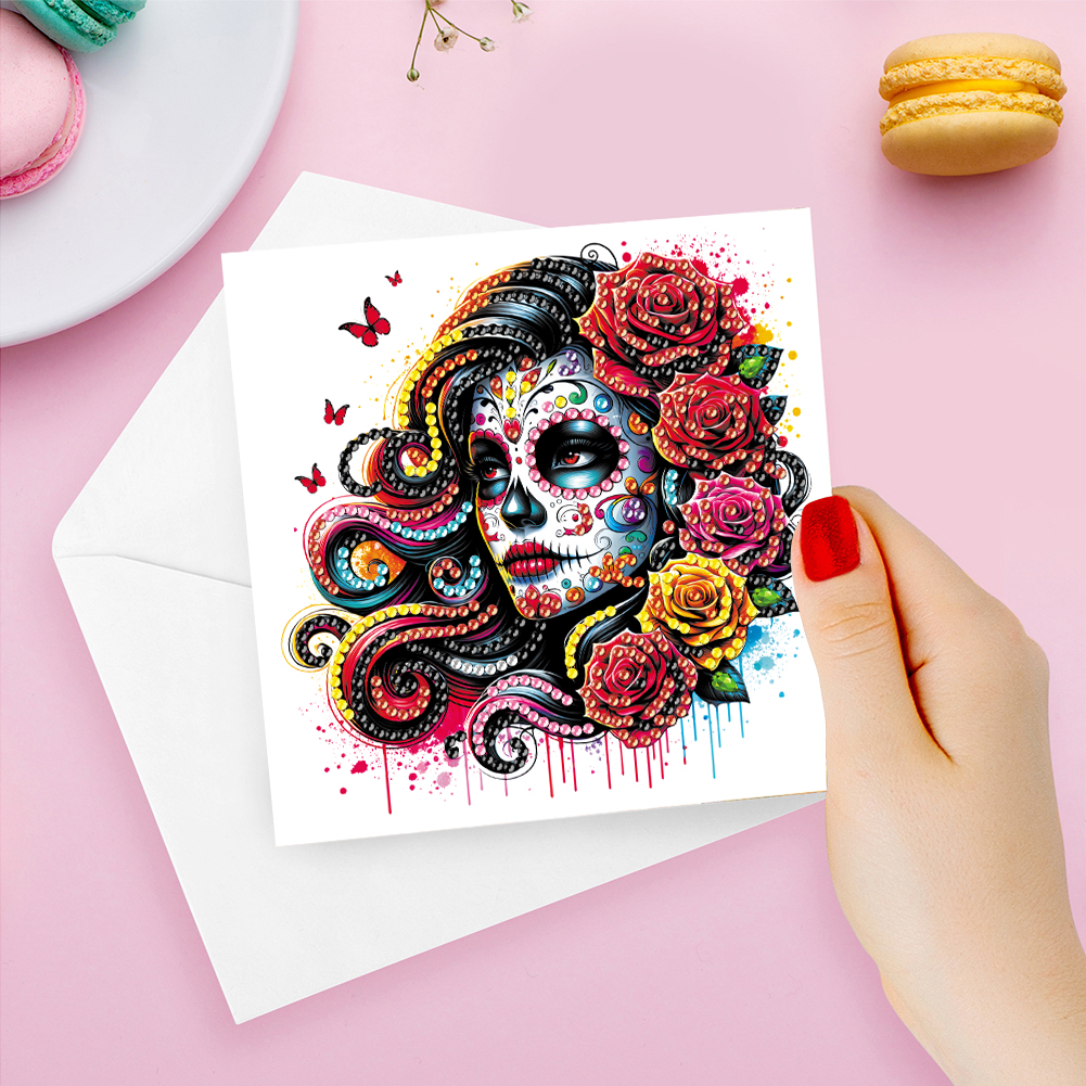 6Pcs DIY Diamond Painting Greeting Card - Skull Family