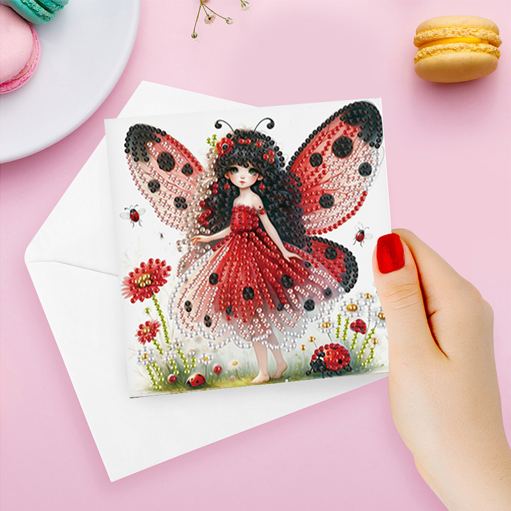 6Pcs DIY Diamond Painting Birthday Greeting Card - Elf Girl