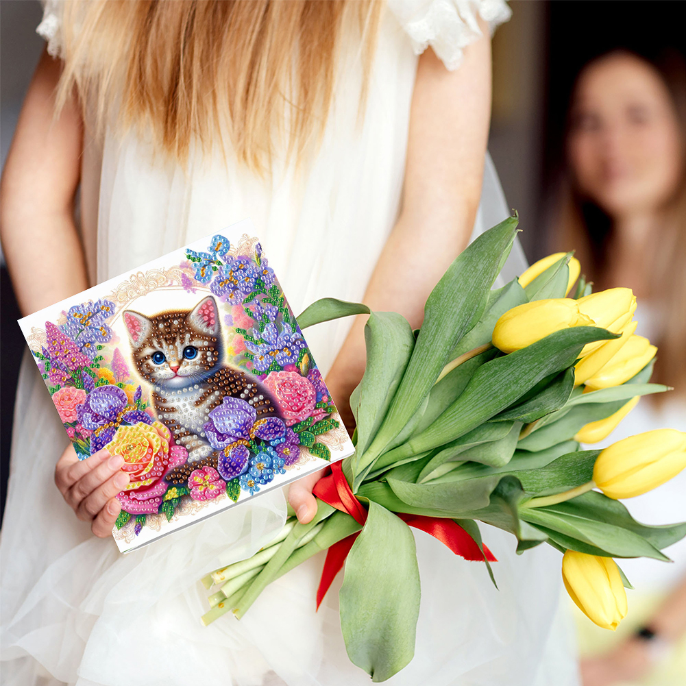 6Pcs DIY Diamond Painting Greeting Card - Cats