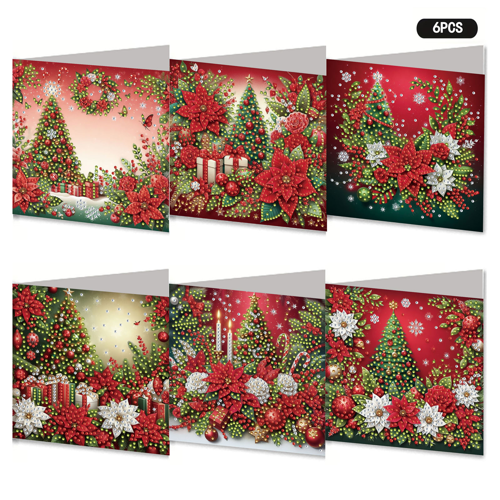 6Pcs DIY Diamond Painting Greeting Card - Christmas Tree