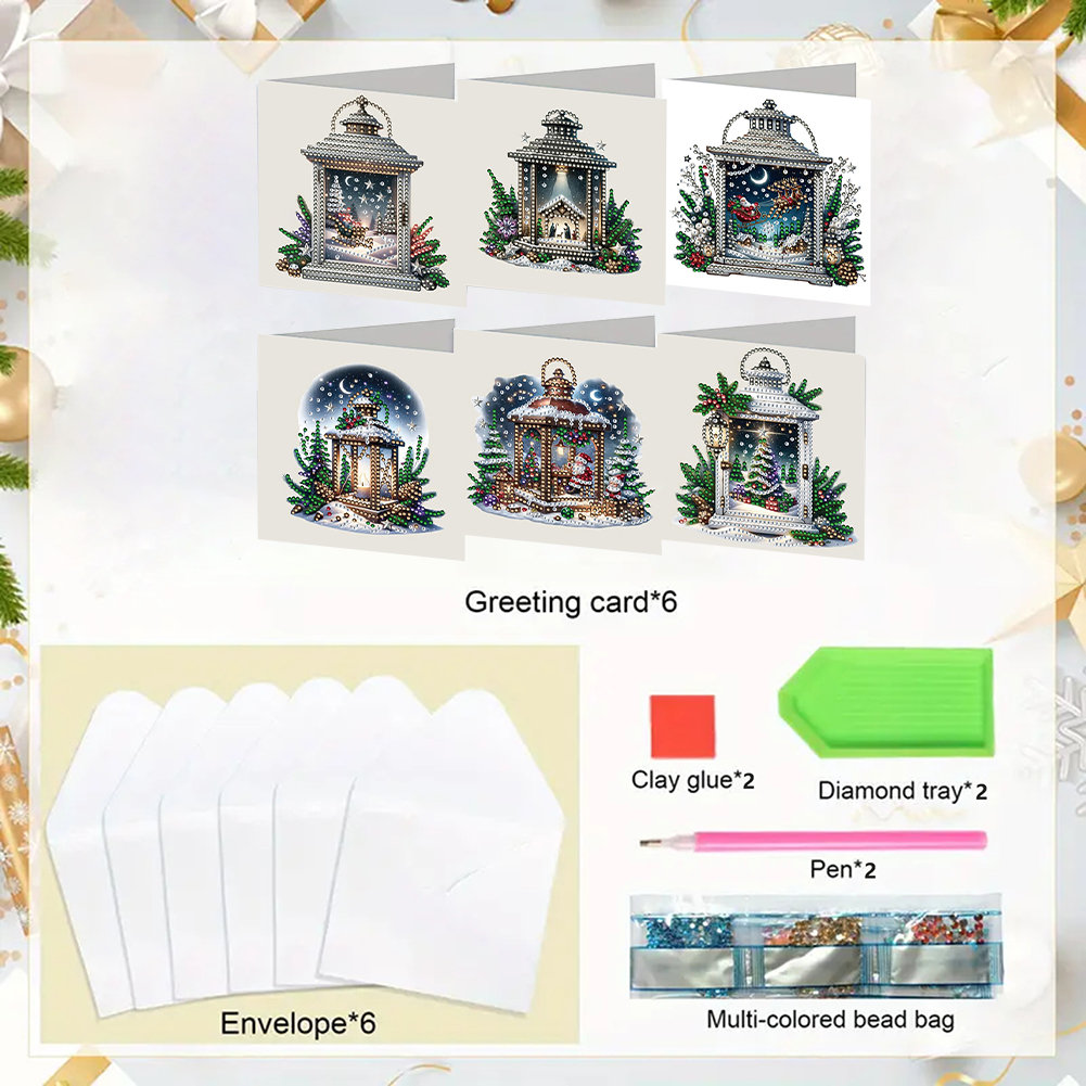 6Pcs DIY Diamond Painting Greeting Card - Christmas
