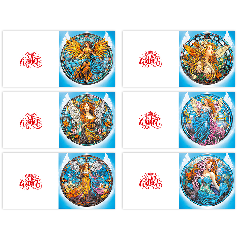 6Pcs DIY Diamond Painting Greeting Card - Angel Faith