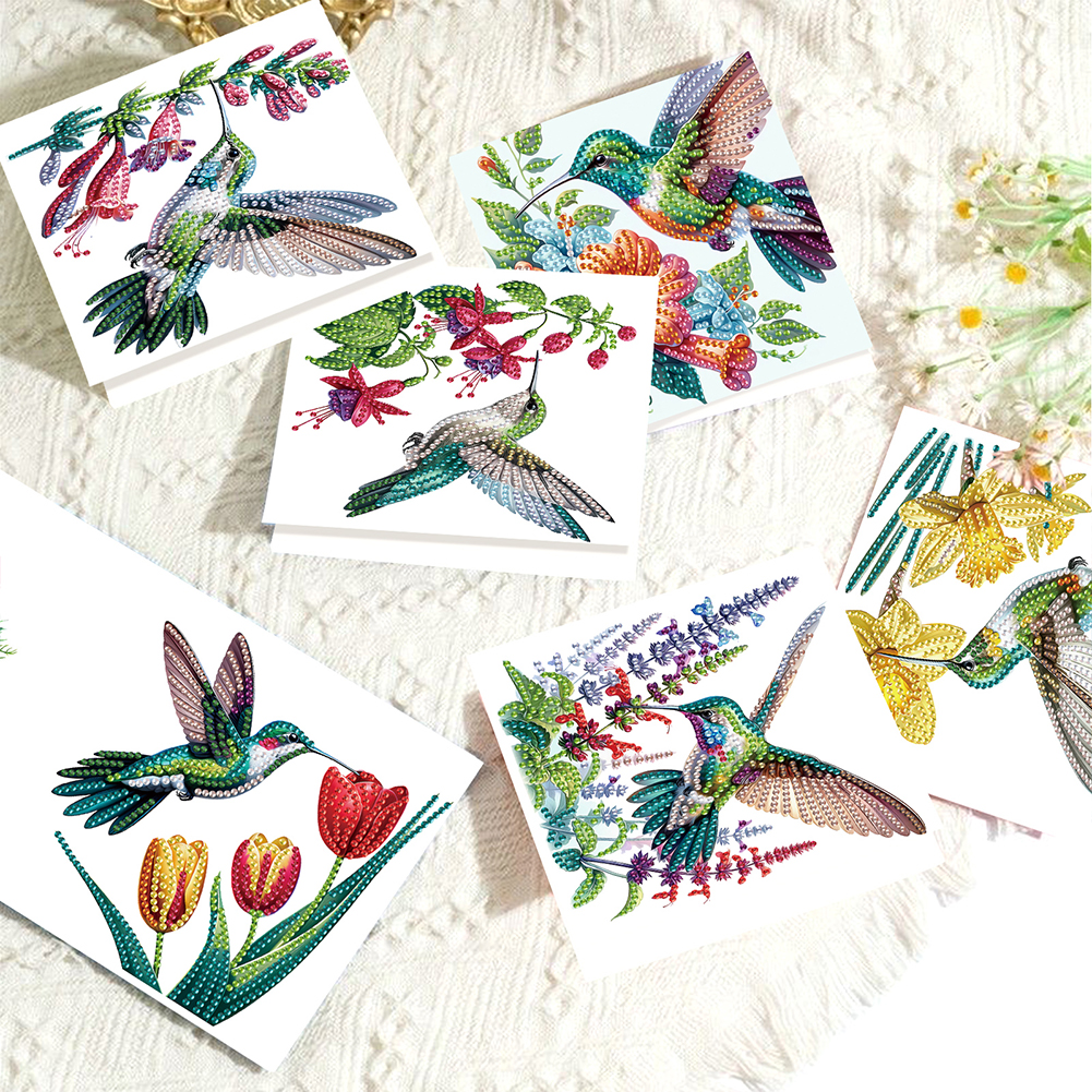 6Pcs DIY Diamond Painting Greeting Card - Hummingbird