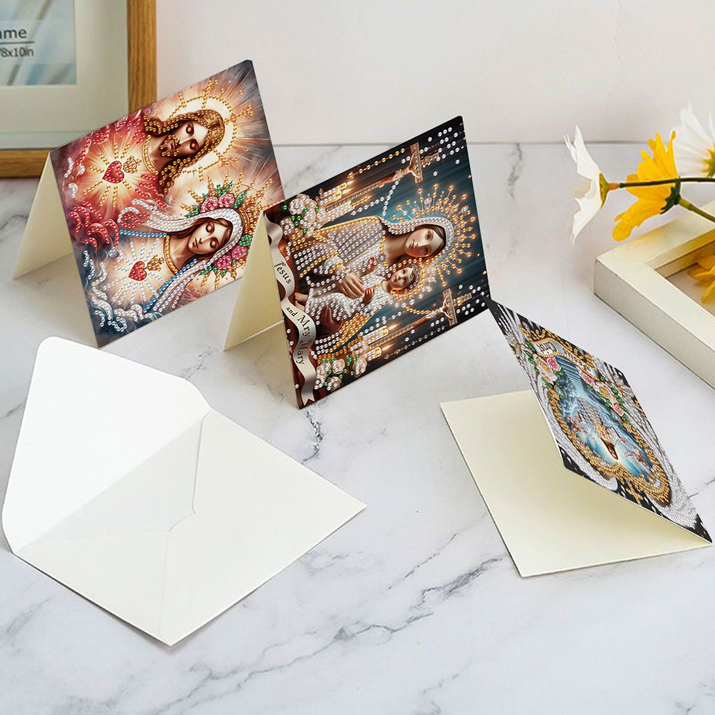 6Pcs DIY Diamond Painting Greeting Card - Holy Mother & Jesus