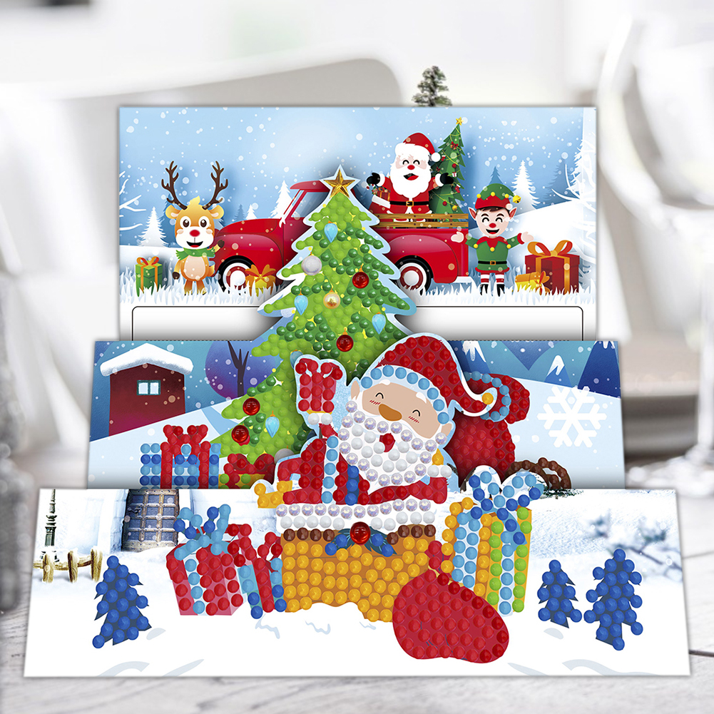 (Limited Stock)Everydayedeals 8pcs DIY Diamond Greeting Card Special-shaped Part Drill Christmas Postcard