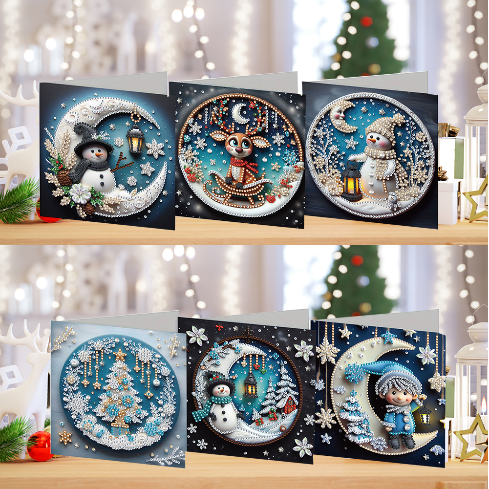 6Pcs DIY Diamond Painting Greeting Card - Christmas
