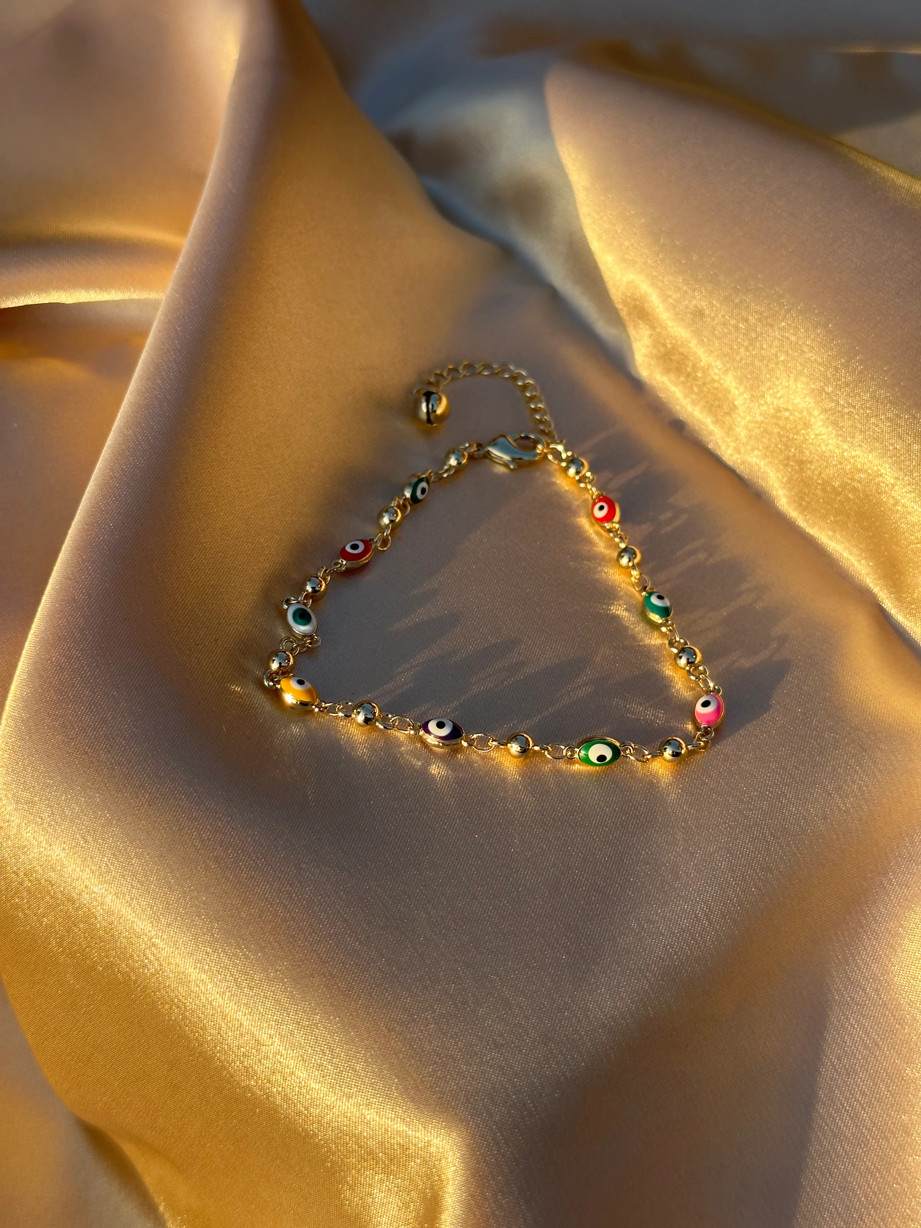 Multi Color Oval Evil Eye Anklet