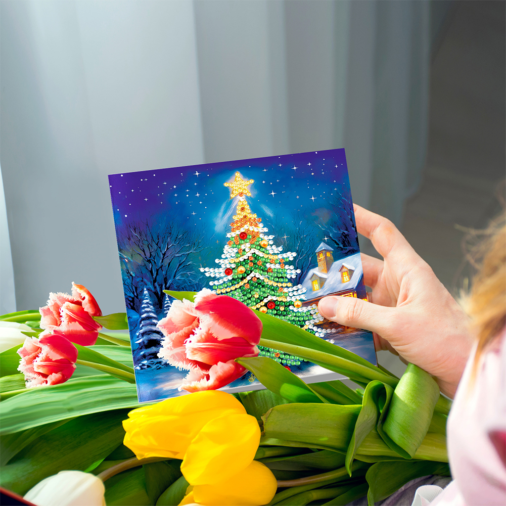 8pcs DIY Diamond Painting Greeting Card - Merry Christmas