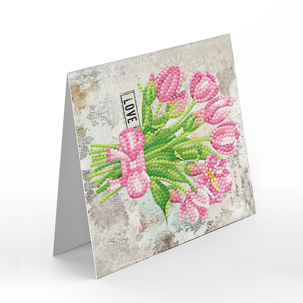 8pcs 5D DIY Special-Shape Diamond Painting Spring Flower Greeting Card