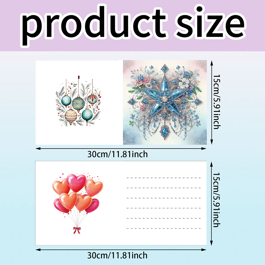 6Pcs DIY Diamond Painting Greeting Card - Xmas Ball Star