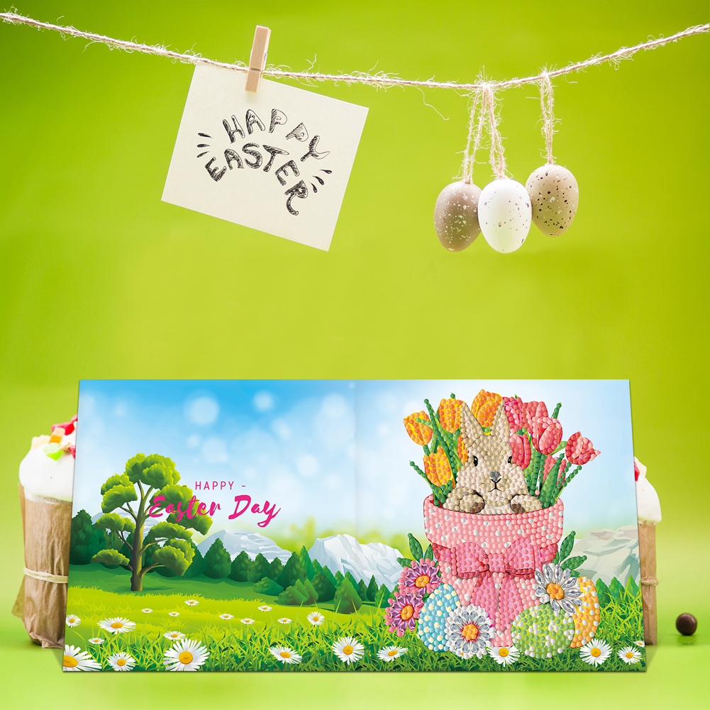 8pcs DIY Diamond Painting Greeting Cards Easter Mosaic Postcards