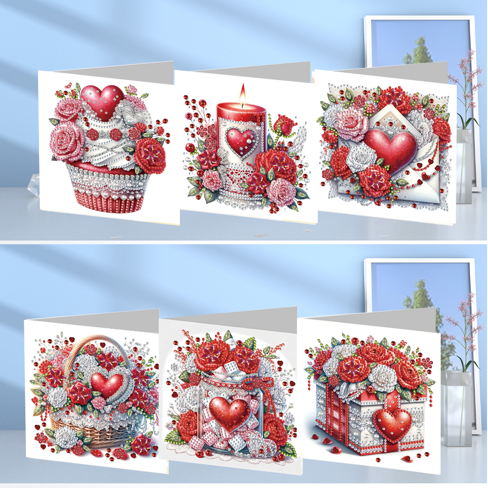 6Pcs DIY Diamond Painting Greeting Card - Love Flower Gifts