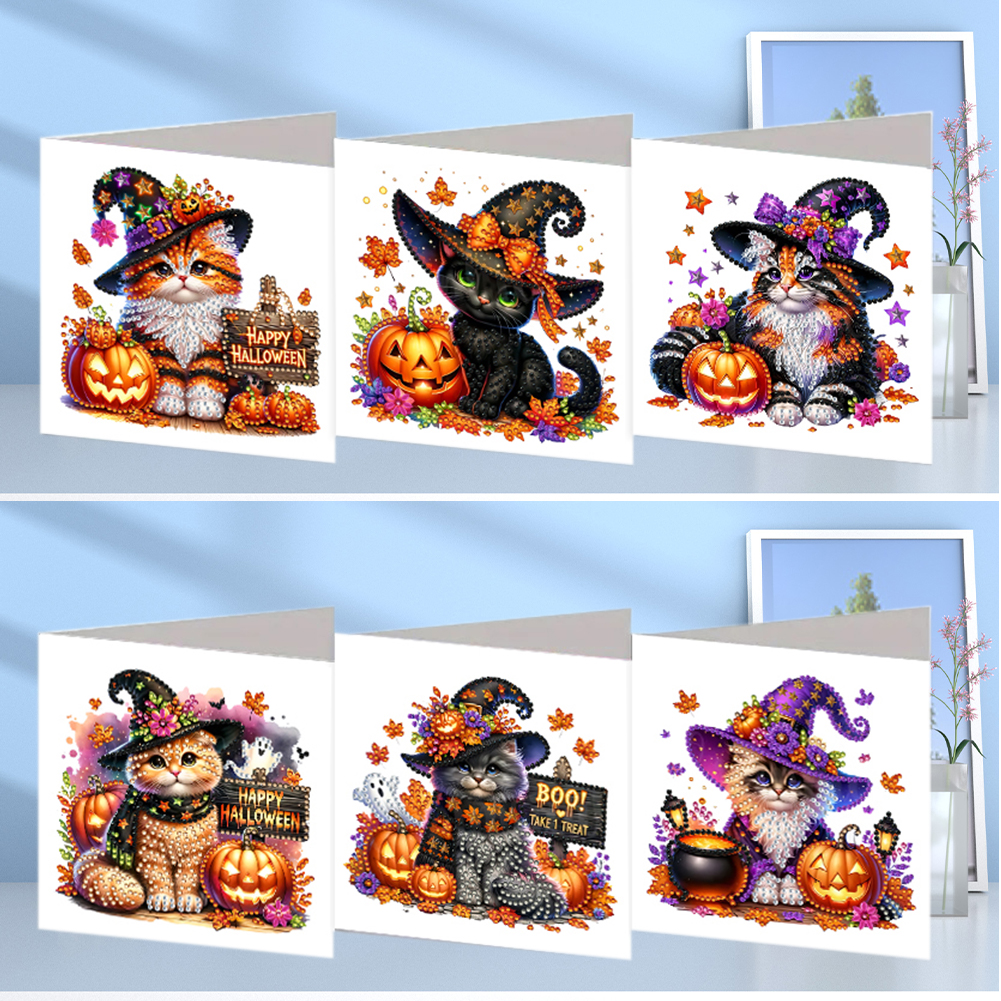 6Pcs DIY Diamond Painting Greeting Card - Halloween