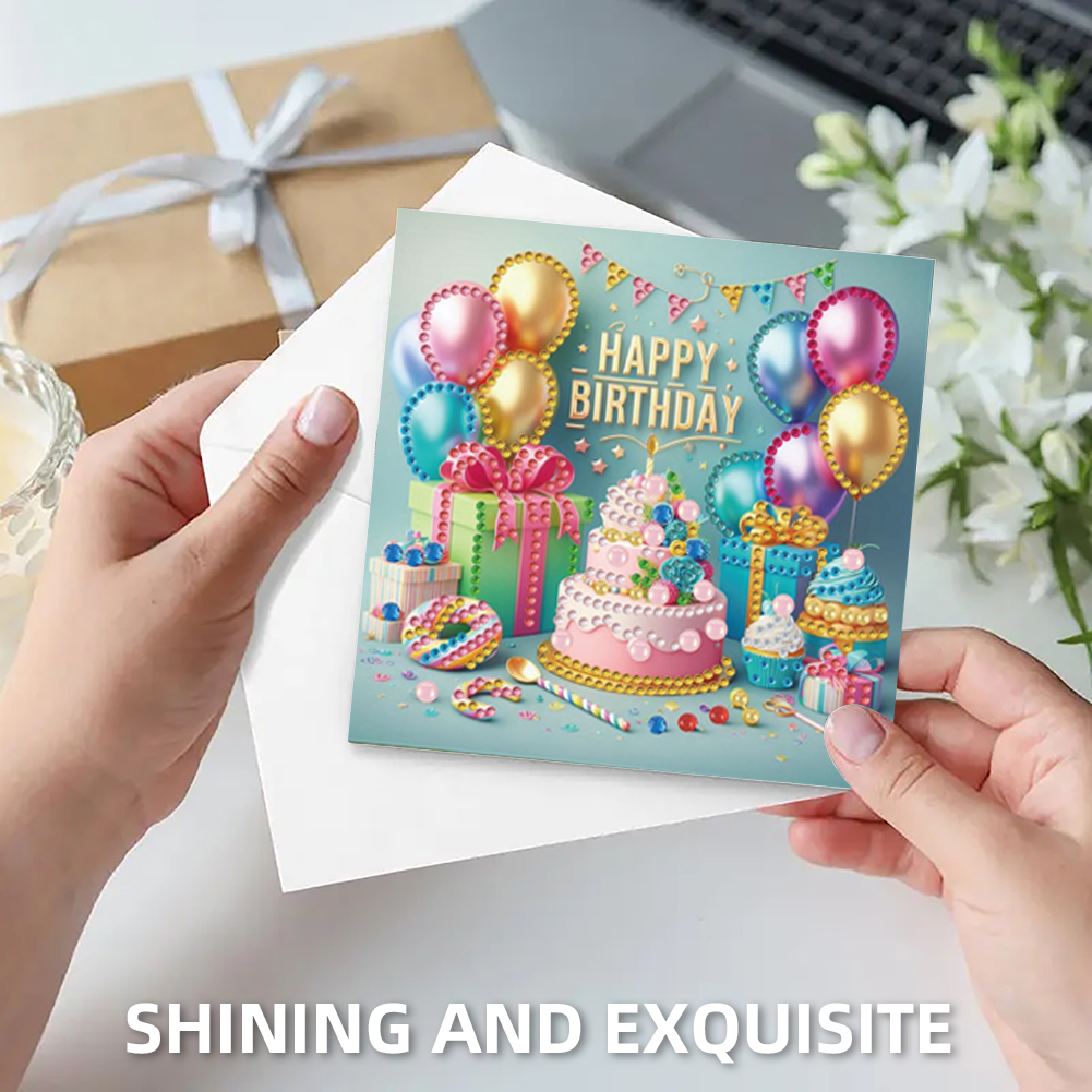 6Pcs DIY Diamond Painting Greeting Card - Birthday