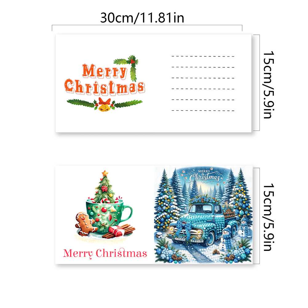 6Pcs DIY Diamond Painting Greeting Card - Christmas Car