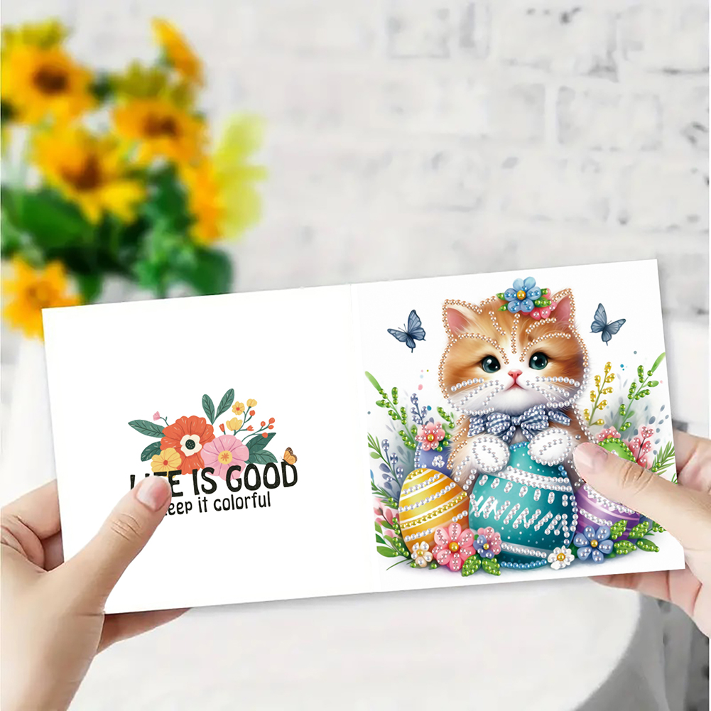 6Pcs DIY Diamond Painting Greeting Card - Easter Cats
