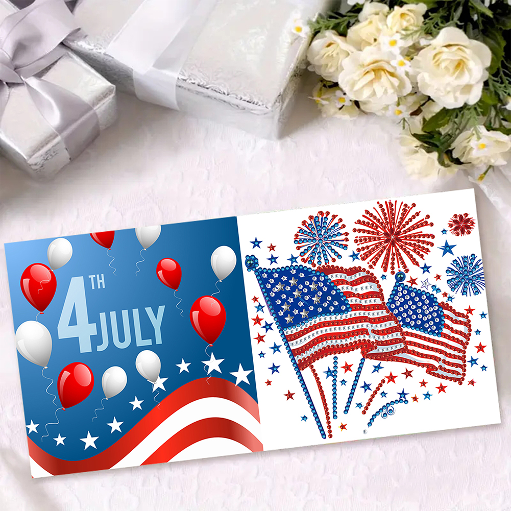 6Pcs DIY Diamond Painting Greeting Card - Independence Day