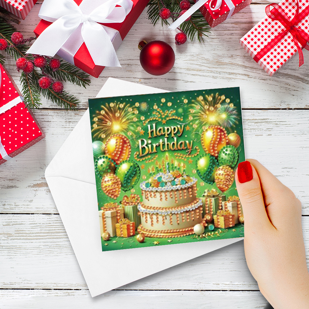 6Pcs DIY Diamond Painting Greeting Card - Birthday